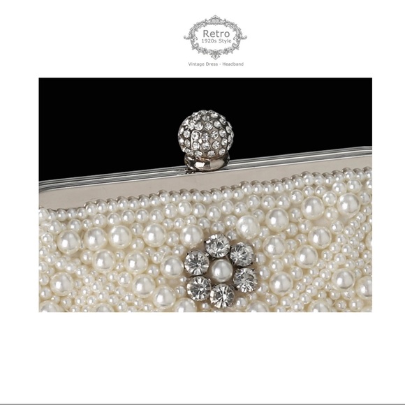 Gatsby Roaing 20s Pearl Bridal Evening Purse Large Pearl Flapper Clutch Bag 👛 - Picture 3 of 7